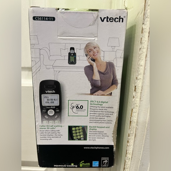 VTech CS6114 DECT 6.0 Cordless Phone with Caller ID/Call Waiting (BLACK) NEW - Picture 4 of 6